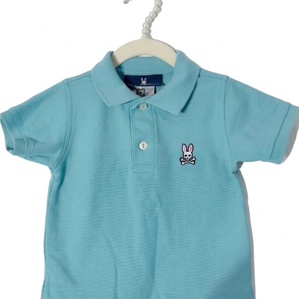 Psycho Bunny Boys Aqua Polo with Embroidered Bunny Logo